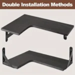 Rustic Wooden Corner Floating Shelf Wall-Mounted Storage Display Rack for Home Decor Kitchen Bathroom Bedroom Living Room - Image 5