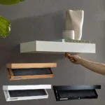 Wooden Magic Flap Shelf with Secret Compartment Storage Rack Wall-Mounted Display Cabinet Rack for Book Wine Plants Disc