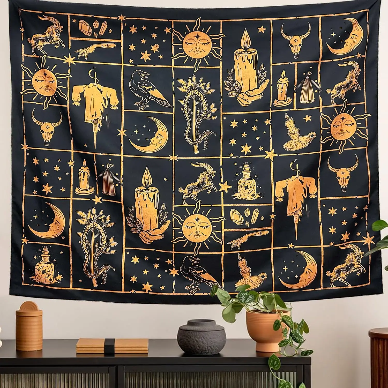 kf-S860fc7b59b79497b858753e4966b6f16R Simia wind, sun, moon Home decoration wall hanging fabric tapestry decorative for family rooms bedrooms background friend's gift - Image 1