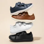 HOBIBEAR Wide-Toe Matching Family Sneakers Barefoot Minimalist Hook Loop Artificial Leather Sneakers Casual Lace-up Walking Shoe