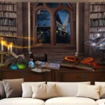 Retro Gothic-style bookshelf pattern Home decoration wall hanging fabric for family rooms bedrooms background friend's gift