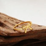 Dainty Gold Plated Bow Rings for Women Mother Daughter Friendship Ribbon Knot Ring Aesthetic Bowknot Wedding Bands Jewelry Gift - Image 3