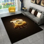3D Bitcoin Virtual Currency Area Rug Large,Carpet Rug for Living Room Bedroom Sofa Playroom Doormat Decor,Kid Non-slip Floor Mat - Image 4