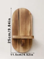 1/2-tier Wooden Shelves Oval Charcoal Color Floating Wall Shelf Display Stand Boho Home Decor Ledge Storage Rack for Living Room - Image 6