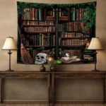Retro Gothic-style bookshelf pattern Home decoration wall hanging fabric for family rooms bedrooms background friend's gift - Image 2