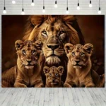 Lion Family Design Digital printing polyester wall hanging tapestry decorative Living room bedrooms Office background gift