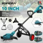 YOFIDRA 10Inch Brushless Electric Lawn Mower 6000W 58000RPM Garden Foldable Grass Trimmer Garden Tool For Makita 18V Battery Pin