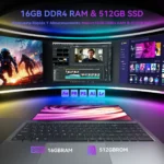 KAMRUI Gaming Laptop 15.6" IPS FHD AMD Ryzen 7 5825U/7430U 16GB DDR4 512GB NVMe SSD AMD Radeon RX Vega 8 Windows 11 PRO Notebook - Image 3