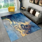 Sophisticated Nordic Blue and Gold Marble Floor Mat Geometric Carpet for Living Room or Bedroom Non-Slip Rug for Sofa Doormat - Image 3