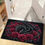 Dragon Rose Crystal Rug, 800gsm Velvet, Black Red Art Print, Elegant Office Decor, Large Floor Mat - Image 4