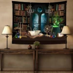Retro Gothic-style bookshelf pattern Home decoration wall hanging fabric for family rooms bedrooms background friend's gift - Image 3