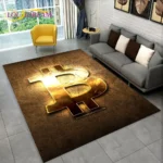 3D Bitcoin Virtual Currency Area Rug Large,Carpet Rug for Living Room Bedroom Sofa Playroom Doormat Decor,Kid Non-slip Floor Mat - Image 2