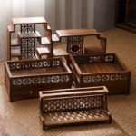 Walnut storage rack, small desktop tea cup, Bo Gu rack, new Chinese style tea room, coffee table, storage cup rack, display rack