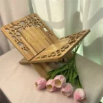 AT43-Wooden Quran Holder Elegant Design With Hollow Out Flower For Desk Organization Storage Space - Image 5