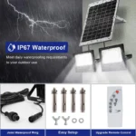 400W Led Solar Light High bright 2 Head Flood Light Waterproof Outdoor Garden wall light with Aluminum solar panel For garden - Image 4