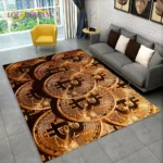 3D Bitcoin Virtual Currency Area Rug Large,Carpet Rug for Living Room Bedroom Sofa Playroom Doormat Decor,Kid Non-slip Floor Mat - Image 5
