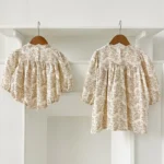 New Sisters Dress Infant Baby Girls Lace Collar Dress Rompers Kids Girls Vintage Flowers Princess Dress Family Clothes Rompers - Image 2