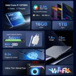Ninkear N16 Pro Laptop 16" Intel i7-12700H 16GB DDR4+1TB SSD 2.5K IPS 120Hz Face Unlock Office Notebook WiFi 6 Gaming Computer - Image 3
