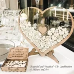 Wedding Guest Book Wooden Drop Heart Message Book Sign in Table Photo Frame Birthday Valentine's Day Wedding Party Decoration - Image 6