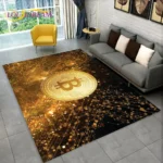 3D Bitcoin Virtual Currency Area Rug Large,Carpet Rug for Living Room Bedroom Sofa Playroom Doormat Decor,Kid Non-slip Floor Mat - Image 3