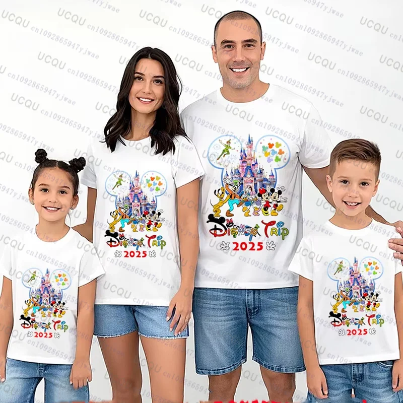kf-Sb7808f705362470e998d6d27e33bdc1e5 2025 Disney Trip Mickey and Friends T-shirt Dad And Mom Kids Cotton Short Sleeve Family Outfits Casual Top Parent child Tshirt - Image 1