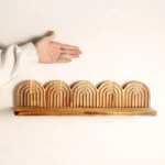 Wall Mounted Boho Wooden Shelves Rainbow Design Geometric Arched Wall Shelves Floating Threaded Multi-Layer - Image 3