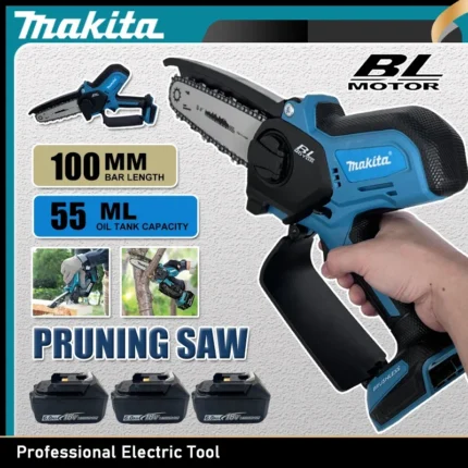 Makita Electric Chain Saw Pruning Saw Brushless Cordless Power Tools for 18v Battery Mini Electric Saw Garden Power Tools
