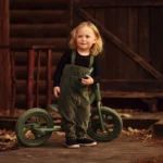 Velour set with polar fleece pocket family clothing dress top and romper overall suspender children green elegant bust shrink - Image 4