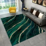 Sophisticated Nordic Blue and Gold Marble Floor Mat Geometric Carpet for Living Room or Bedroom Non-Slip Rug for Sofa Doormat - Image 2