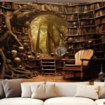 Retro Gothic-style bookshelf pattern Home decoration wall hanging fabric for family rooms bedrooms background friend's gift - Image 4