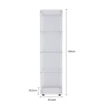Comanlai Display Stands 4 Shelves Glass Display Cabinet with Door,Floor Standing Bookshelf for Living Room 42.5x36.5x164cm - Image 3