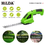HILDA 2-in-1 Handheld Hedge Trimmer Electric Grass Trimmer Lightweight Shrub Trimmer Green Garden Bush Trimmer Cordless - Image 6