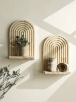 1pc Wooden Arch Wall Shelves for Boho Home Decor, Rustic Display Rack for Plants,Bedroom, Living Room, Entryway Decoration Shelf - Image 3