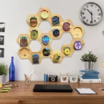10/1pcs Honeycomb Combination Medal Display Stand Hexagonal Wood Display Shelves Home Marathons Medal Board Hanger Decor