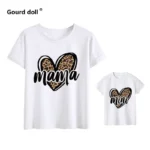 Tshirt family fashion mother kids Leopard Love family tshirt mom baby girl clothes family matching outfits family look clothes - Image 3