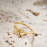 Dainty Gold Plated Bow Rings for Women Mother Daughter Friendship Ribbon Knot Ring Aesthetic Bowknot Wedding Bands Jewelry Gift - Image 5