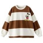 Disney Happy Micky Grey/White Striped Mommy Daughter Crewneck Pullover Sweatshirt Soft Comfy Stylish Relaxed-Fit Autumn Winter - Image 2