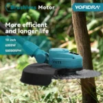 YOFIDRA 10Inch Brushless Electric Lawn Mower 6000W 58000RPM Garden Foldable Grass Trimmer Garden Tool For Makita 18V Battery Pin - Image 2