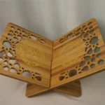 AT43-Wooden Quran Holder Elegant Design With Hollow Out Flower For Desk Organization Storage Space - Image 4
