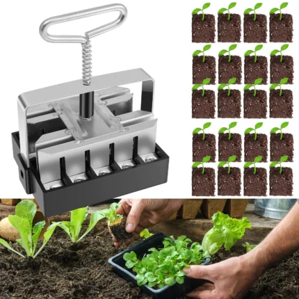 3/4inch Handheld Seedling Soil Blocker Soil Block Maker Stainless Steel Seedling Nursery Tool Durable Soils Blocking Sowing Tool