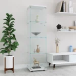 Comanlai Display Stands 4 Shelves Glass Display Cabinet with Door,Floor Standing Bookshelf for Living Room 42.5x36.5x164cm - Image 5