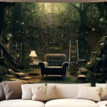 Retro Gothic-style bookshelf pattern Home decoration wall hanging fabric for family rooms bedrooms background friend's gift - Image 5