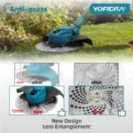 YOFIDRA 10Inch Brushless Electric Lawn Mower 6000W 58000RPM Garden Foldable Grass Trimmer Garden Tool For Makita 18V Battery Pin - Image 5