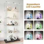 Comanlai 5 Layer Glass Display Cabinet with LED Lights and 2 Doors Column-shaped Display Cabinet for Living Room Display Stands - Image 2