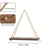 1Set Wood Hanging Shelves Swing Hanging Hemp Rope Wall Shelve Mounted Floating Home Living Room Plant Flower Pot Tray Storage - Image 4