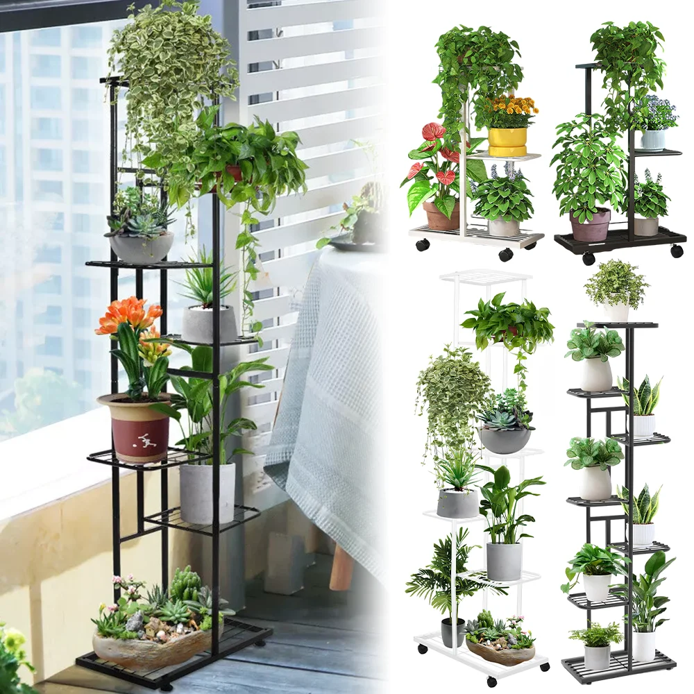 kf-Sd86090e8b16744a297b996d3340c1a32c Plant Stand Stand for Flowers Iron 3/7Layers Plant Shelf Plant Organizer Storage Plant Holder Display Stand Garden Decoration - Image 1