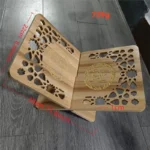AT43-Wooden Quran Holder Elegant Design With Hollow Out Flower For Desk Organization Storage Space - Image 6