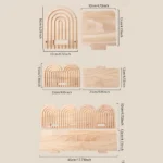 Wall Mounted Boho Wooden Shelves Rainbow Design Geometric Arched Wall Shelves Floating Threaded Multi-Layer - Image 6