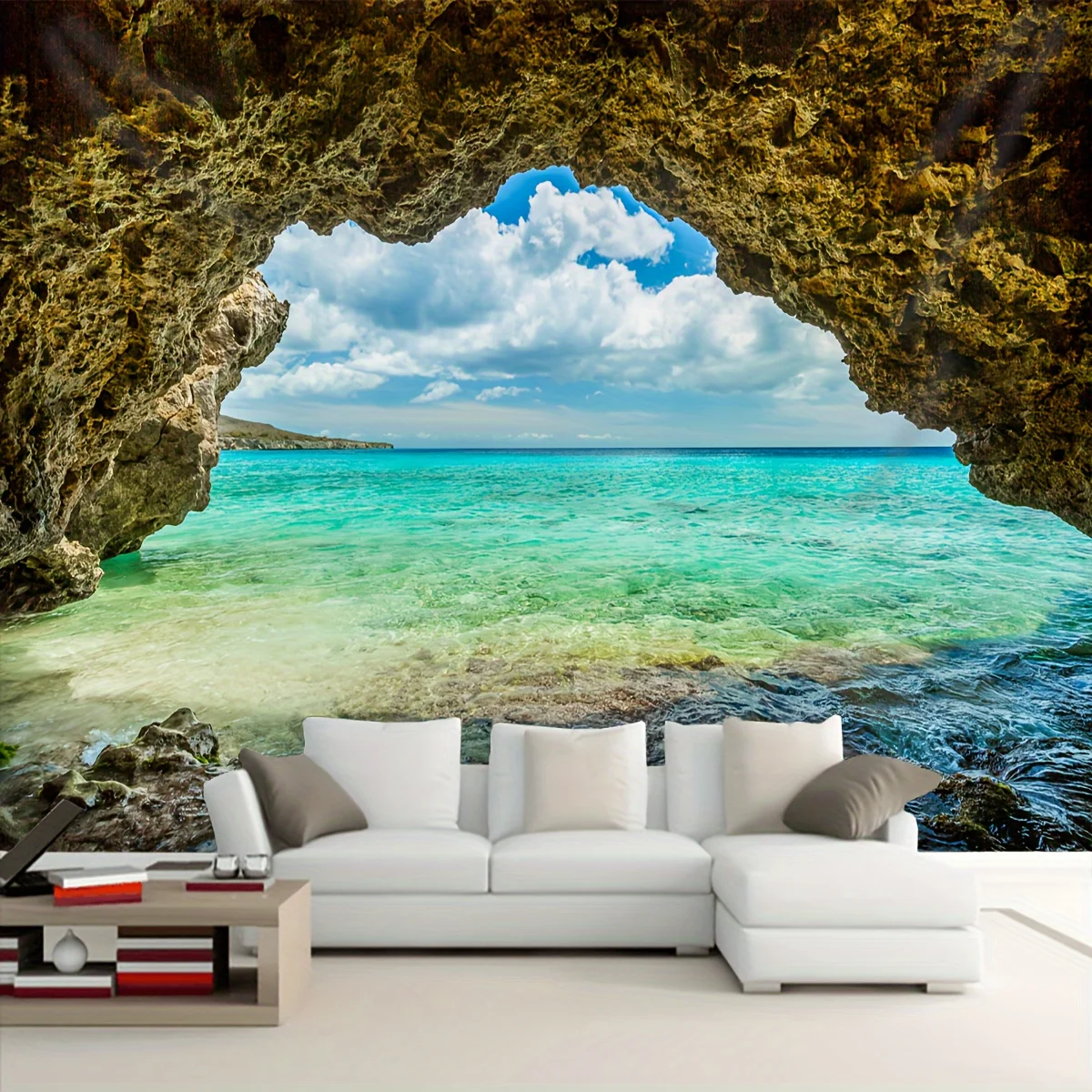 kf-Se0707d037bd64c03b67999b723c0c4dbm VIKAMA Summer Blue Sky and Sea View Landscape Background Wall Tapestry, Living Room, Bedroom Office Family Room Wall Decor - Image 1