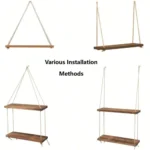 1Set Wood Hanging Shelves Swing Hanging Hemp Rope Wall Shelve Mounted Floating Home Living Room Plant Flower Pot Tray Storage - Image 5